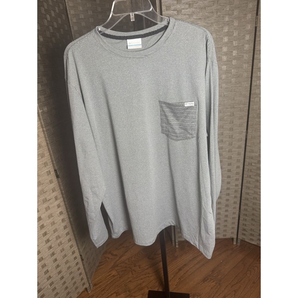 Columbia Long Sleeve Striped Crew Neck Pocket T-Shirt Top XL‎